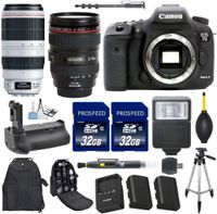 Canon EOS 7D Mark II 20.2MP CMOS Digital SLR Camera & EF 24-105mm f/4 L is USM + EF 100-400mm f/4.5-5.6L is II USM + 2pc 32GB High Speed Memory Cards + Battery Grip + Accessory Bundle (13 Items)