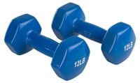 AmazonBasics Vinyl 12 Pound Dumbbells - Set of 2, Blue