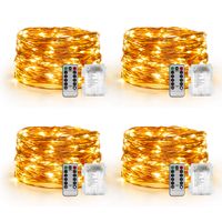 YIHONG 4 Set Fairy Lights Battery Operated - 16.4ft Led Christmas String Lights 8 Modes 50 LED Starry Lights - Copper Wire Firefly Lights for Wedding Birthday Party Christmas Decoration- Warm White