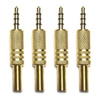 CESS 3.5mm 4-Pole (4 Pin) Stereo TRRS Plug Jack Socket Adapter Cables Connectors (LW) (4 Pack)
