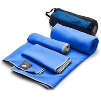 3 Pack Microfiber Bath Towels Quick Dry Best - Gym Workout Travel Swimming Antimicrobial Shammy - Camp Outdoor Hiking Towel - Ultra Absorbent Bathroom Body Hair Face Hand Neck Navy - Gift Mesh Bag