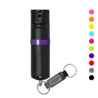 POM Black Pepper Spray Keychain Model - Maximum Strength Self Defense OC Spray Safety Flip Top 10ft Range Compact Discreet for Keys Backpack Quick Key Release (Purple)