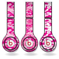 Pink Military Camouflage Print Set of 3 Headphone Skins for Beats Solo HD Headphones - Removable Vinyl Decal!