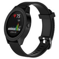 QGHXO Band for Garmin VivoActive 3, Soft Silicone Replacement Watch Band for Garmin VivoActive 3 / Garmin Vivoactive 3 Music/Garmin Forerunner 645 Music (No Tracker) (Black, Small)