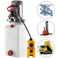 Mophorn 6 Quart Hydraulic Pump Single/Double Acting Hydraulic Power Unit 12V Dump Truck (Plastic, 6 Quart/Single Double Acting)