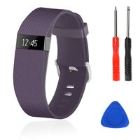 Wizvv Compatible Bands Replacement for Fitbit Charge HR,Charge HR 1, with Metal Buckle Fitness Wristband Strap Women Men Large Small (Pueple,Small)