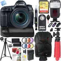 Canon EOS 5D Mark IV 30.4 MP Full Frame CMOS DSLR Camera and EF 24-70mm f/4L is USM Lens Bundle with 64GB Memory Card, Battery Grip and Accessories (19 Items)
