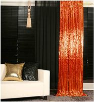 Orange Sequin Curtains 2 Panels 4FTx6FT Photo Booth Backdrop Orange Sequin Party Background Pack of 2-190321E