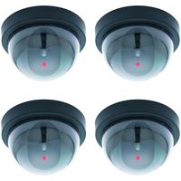(4 Piece) Fake Dummy Security CCTV Dome Camera with Flashing Motion Sensitive Red LED Light for Indoor and Outdoor Use