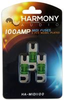 Harmony Audio HA-MIDI100 Car Stereo Fuseholder 3 Pack 100 Amp MIDI Fuses - Nickel Plated