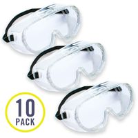 10 Pack of Safety Goggles (10 Pack Protective Goggles) Crystal Clear Eye Protection - Perfect for Construction, Shooting, Lab Work, and More!