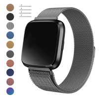 Meikeio Metal Replacement Bands Compatible for Fitbit Versa/Versa Lite Edition/Versa 2, Stainless Steel Metal Bracelet(Space Grey,Small)