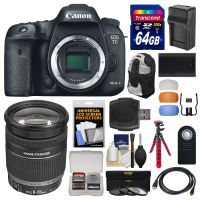 Canon EOS 7D Mark II GPS Digital SLR Camera Body with 18-200mm IS Lens + 64GB Card + Backpack + Battery/Charger + Tripod + Kit