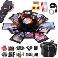 RECUTMS Explosion Box DIY Scrapbooking Set Handmade Photo Album,Gift Box with 6 Faces for Christmas Gift Wedding Memory Book (6 Sides)