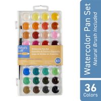 Artist's Loft 36 Color Fundamental Watercolor Pan Set with Paint Brush - Watercolor Set for Beginners and Professionals