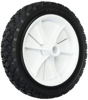 Shepherd Hardware 9611 7-Inch Semi-Pneumatic Rubber Replacement Tire, Plastic Wheel, 1-1/2-Inch Diamond Tread, 1/2-Inch Bore Offset Axle,White