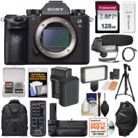 Sony Alpha A9 Wi-Fi 4K Digital Camera Body with 128GB Card + Backpack + Video Light + Grip + Tripod + Mic + Wrist Strap + Kit