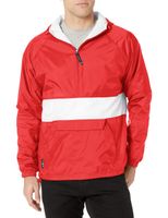 Charles River Apparel Wind & Water-Resistant Pullover Rain Jacket (Reg/Ext Sizes), Red/White, L