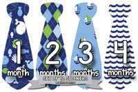 Months In Motion Monthly Baby Tie Stickers - Boy Month Milestone Necktie Sticker - Shower Gift - Photo Prop - Infant Keepsakes - Style 754