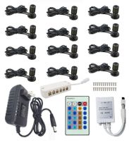 1.5W 12VDC Dimmable LED Mini Spotlight Jewelry Showcase Display Lights Black Shell Surface Mount with Wireless IR Dimmer (Pack-12,Cold White)
