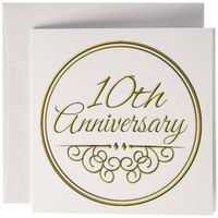 3dRose 10th Anniversary gift - celebrating wedding anniversaries 10 tenth ten years together - Greeting Cards, 6 x 6 inches, set of 6 (gc_154452_1)