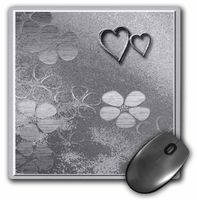 3dRose LLC 8 x 8 x 0.25 Inches Two Silver Heart with Flowers Mouse Pad (mp_15250_1)