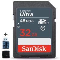 SanDisk 32GB SD Memory Card UHS-I Class 10 + Memory Card Reader/Wallet Bundle kit (SanDisk 32GB SD Memory Card)