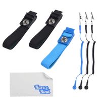 Kare & Kind (3-Pack) Anti-Static Wrist Straps - Reusable - Equipped with Grounding Wire and Alligator Clip - Adjustable Straps, Extra Long Coiled Cord - For Sensitive Electronics, PC and Phone Repairs