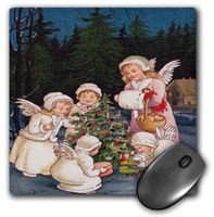 3dRose LLC 8 x 8 x 0.25 Inches Little Angels Decorating The Tree Outside Mouse Pad (mp_60416_1)