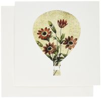 3dRose Anemone flowers vintage art Hot air balloon - Greeting Cards, 6 x 6 inches, set of 12 (gc_123307_2)
