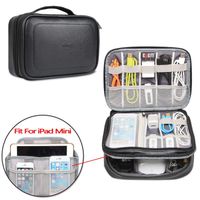 BUBM Electronic Organizer, Pu Double Layer Travel Gadget Storage Bag for Cables, Cord, USB Flash Drive, Power Bank and More-a Sleeve Pouch for 7.9" iPad Mini (Medium, Black)