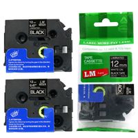 2/Pack - LM Tapes Compatible TZe-334 White on Black p-Touch Label Tape, 12mm Laminated replacment TZe334 Tape, TZ334 0.47" White Ink on Black Label with a Great Color/Size Guide.