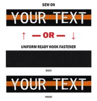 Northern Safari Custom Uniform Name Tape 24 Hr Ship Black-Orange Line 6 Inch 2-LINE Text Sew on