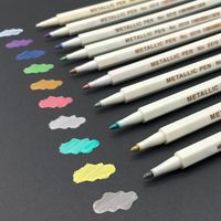 Gotideal Metallic Marker Pens, Set of 10 Assorted Colors for Scrapbook Photo Album, Adult Coloring Books, Card Making - Water Based Round Tip Marker