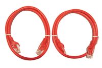 Pack of (2) 2 foot red snagless Cat6 Cat 6 ethernet cord patch cables