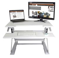 Victor DCX710W Height Adjustable Standing Desk | White | 31" Wide | Sit Stand Desk Converter | Compatible with Most Monitor Arms