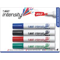 BIC Great Erase BOLD Dry Erase Marker, Tank Style, Chisel Tip, Assorted Colors, 4-Count