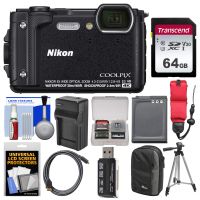Nikon Coolpix W300 4K Wi-Fi Shock & Waterproof Digital Camera (Black) with 64GB Card + Case + Battery & Charger + Tripod + Float Strap + Kit
