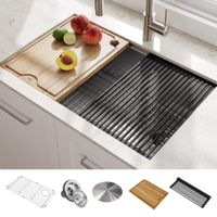 KRAUS KWU110-30 Kore Workstation 30-inch Undermount 16 Gauge Single Bowl Stainless Steel Kitchen Sink with Integrated Ledge and Accessories (Pack of 5)