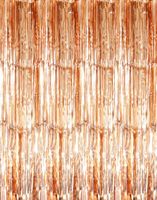 GOER 3.2 ft x 9.8 ft Metallic Tinsel Foil Fringe Curtains for Party Photo Backdrop Wedding Decor (2 Packs,Champagne Gold)