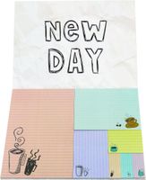 4A Printed Sticky Notes, NEW DAY COFFEE,Self-Stick Notes,Close Size:8 1/2 x 6 Inches,50 Sheets/Pad,7 Pads/Pack,4A 8664