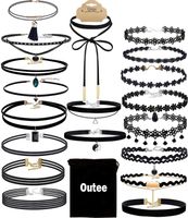 Choker Set, Outee 20 Pcs Black Choker Necklace Classic Choker Henna Choker Layered Necklaces for Women Girls with Material of Velvet