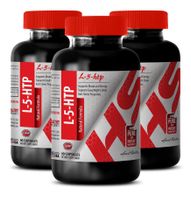 Serotonin Supplements - L-5-HTP Natural Formula - Supports Mood and Energy - 5-htp l-tryptophan - 3 Bottles (180 Capsules)