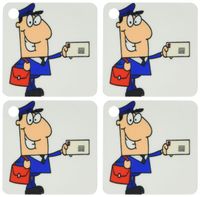 3dRose Happy Mailman Postal Worker Delivering Letter - Key Chains, 2.25 x 4.5 inches, set of 4 (kc_118752_2)