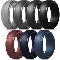 ThunderFit Silicone Rings for Men - 7 Pack Rubber Wedding Bands (Grey, Dark Grey, Very Dark Grey, Black, Navy Blue, Dark Red, Dark Blue, 7.5-8 (18.2mm))