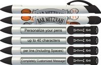Greeting Pen Personalized Pens- Bar Mitzvah Sports Rotating Message Pen - 6 Pack (P-MP-302-6)