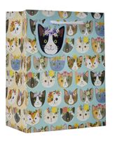 Jillson Roberts 6-Count Medium 10" x 8" x 4" All-Occasion Gift Bags Available in 17 Designs, Kitty Cats