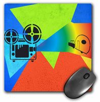 3dRose LLC 8 x 8 x 0.25 Inches Mouse Pad, Movie Reel on Projector in Vivid Colors (mp_165409_1)