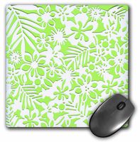 3dRose LLC 8 x 8 x 0.25 Inches Mouse Pad, Hawaiian White and Lime Green Floral (mp_40801_1)