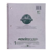 Roaring Spring Recycled Wirebound Notebook, One Subject, 11" x 9", 100 sheets, College Ruled, Grey Covers